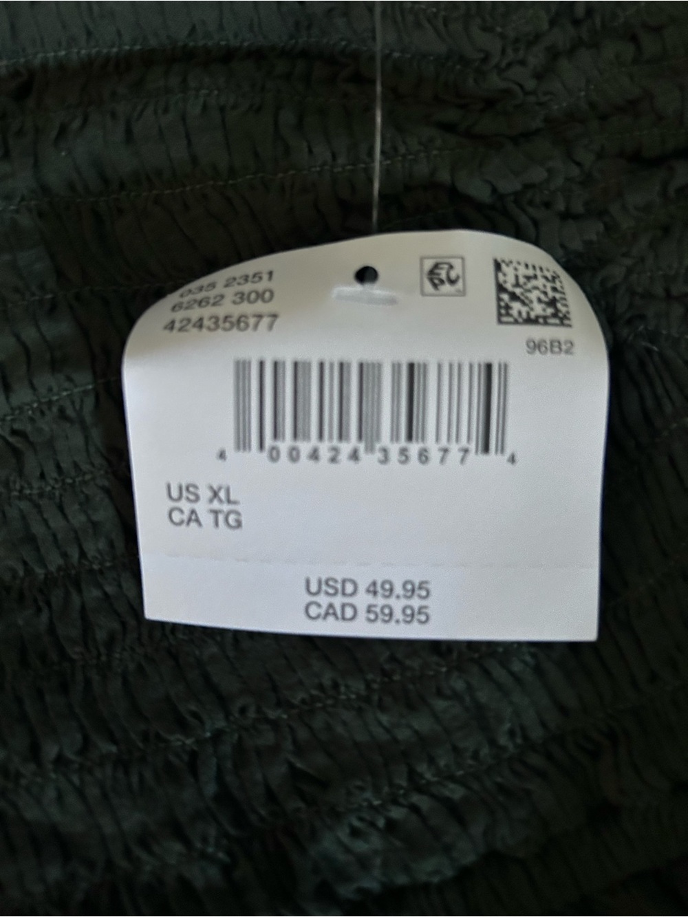 American Eagle Outfitters Olive Green Smocked Eyelet Peasant Top - Picture 6 of 6